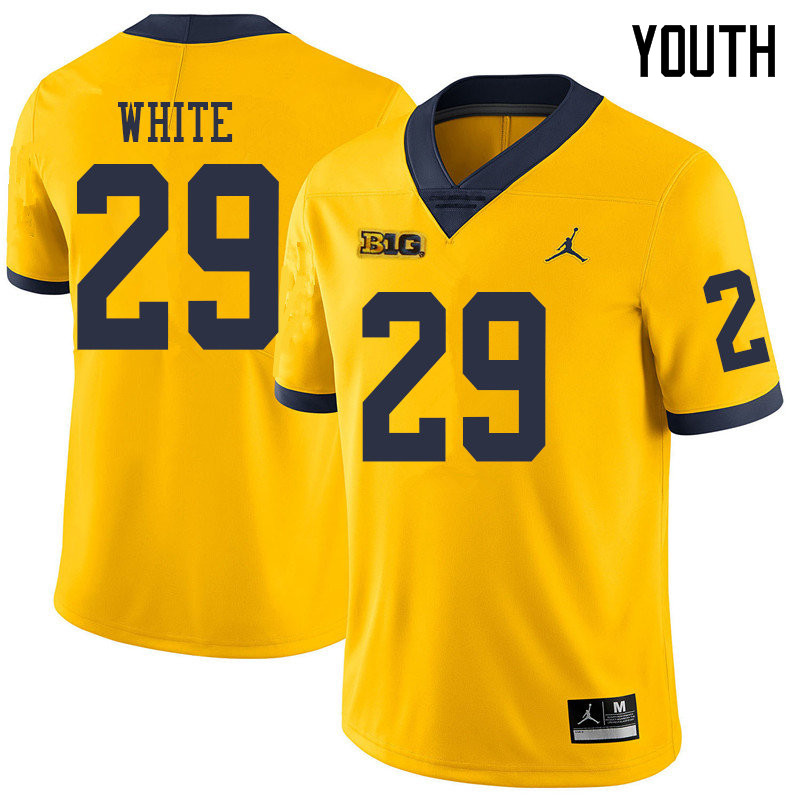 Jordan Brand Youth #29 Brendan White Michigan Wolverines College Football Jerseys Sale-Yellow